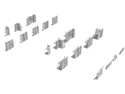 Modular medieval wooden palisades pack Low-poly 3D model