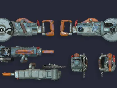 Chainsaw Circular Saw Low-poly 3D model