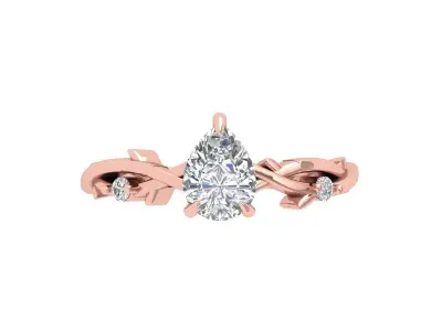 Pear Art Deco Ring 3D print model 5