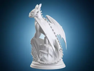 Toothless How to Train Your Dragon Statue on Base 3D print model