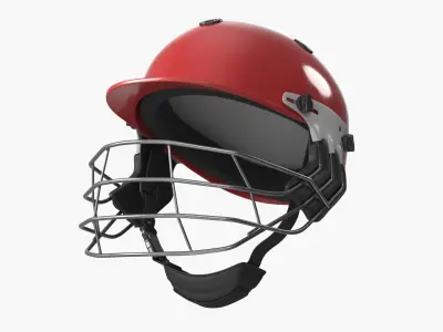  Cricket Headgear with Metal Face Cage Red 