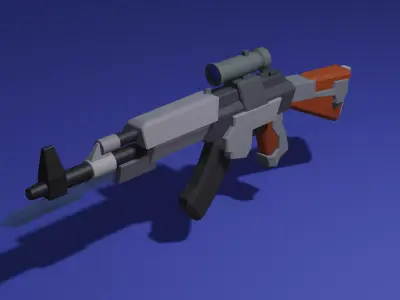 low poly Titanium AK-47 Low-poly 3D model