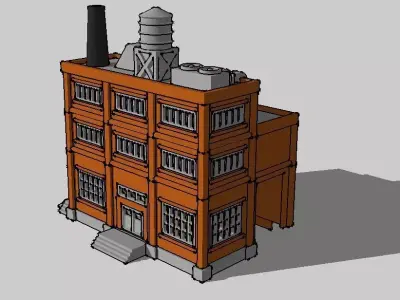 Large Factory with Train Passage by Outland Models 3D Printable 3D print model