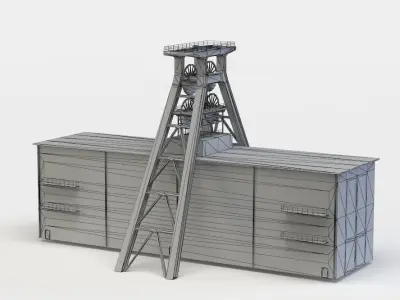 Shaft tower Low-poly 3D model