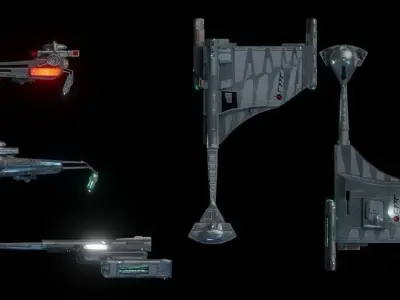 Klingon One Wing Destroyer from Star Trek Gaming Lore Low-poly 3D model