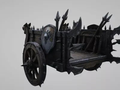Medieval Viking horse-drawn chariot 3D model Low-poly 3D model purchase