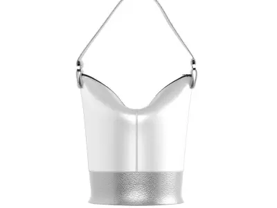 Silver Leather Bucket Bag 3D model