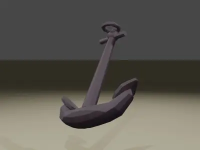 Lowpoly anchor from boat Low-poly 3D model