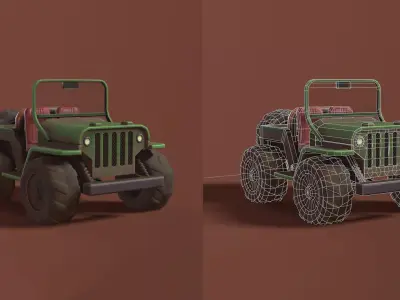 Stylized Off-Road Jeep Game Ready 3D Model Low-poly 3D model