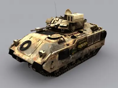 M2 Bradley with back interior Low-poly 3D model