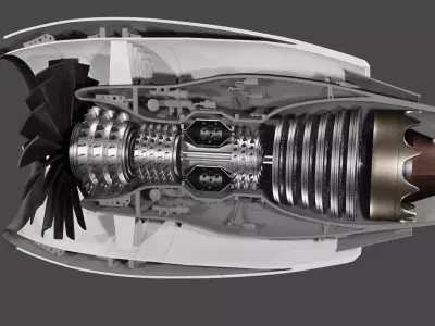 Rotating jet engine 3D model