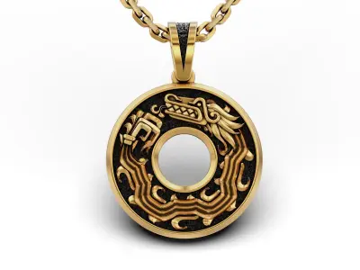 Aztec Quetzalcoatl Dragon Pendant 3D print model