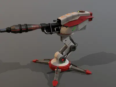 Cosmo-Modern Turret -Cheerful Defender Low-poly 3D model