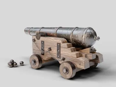 Medieval Cannon Low-poly 3D model by krmtrkgl