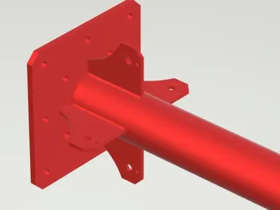 MIK-S metal rod with two bolts Low-poly 3D model
