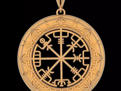 Viking compass pendant silver gold printable jewelry 3D model 3D print model