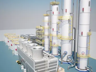 Small Industrial Oil Refinery 3D model