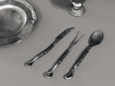medieval kitchen and dining tools - asset pack 3D model