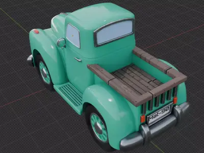 Stylized toon truck Low-poly 3D model