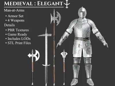 Medieval Collection Elegant Man at Arms 3D Model Pack