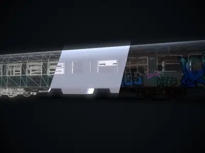 Train Wagon Vandalized Low-poly 3D model