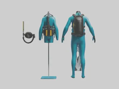 Scuba Diving Equipment model Low-poly 3D model