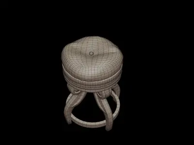 Antique Dark Wooden Chair Low-poly 3D model