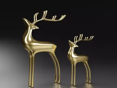 Model deer golden abstract geometric Free low-poly 3D model