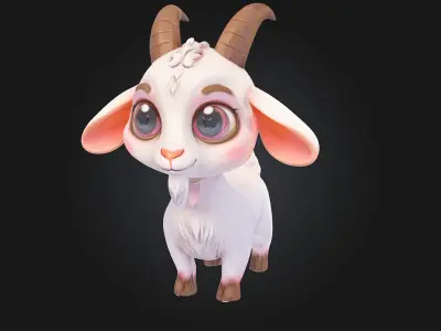 Cuddly Goat Pup  Adorable Mischief in a Fluffy Package 3D model