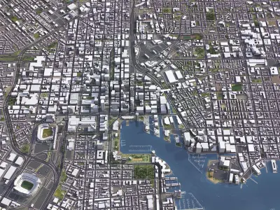 Baltimore - 3D City Model Low-poly 3D model