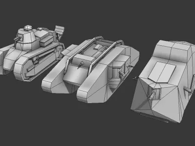 World War I Tank Pack Low-poly 3D model