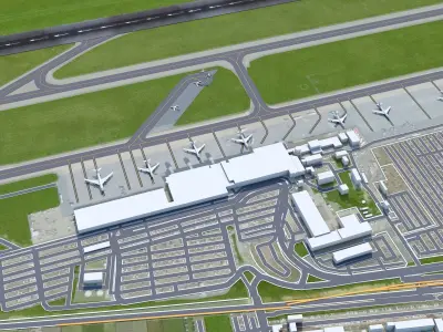 Katowice Wojciech Korfanty Airport 10km Low-poly 3D model