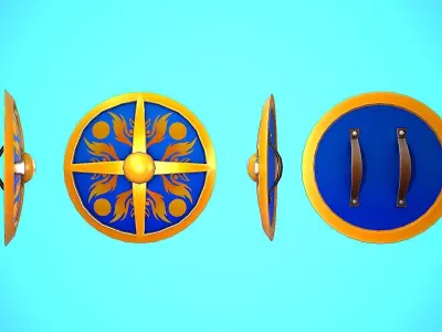 SHIELD 06 - GOLD CARTOON STYLIZED Low-poly 3D model