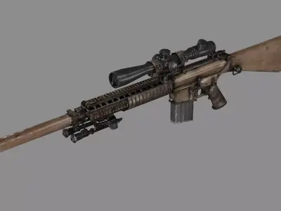 KAC M110k1 Sniper Rifle Remington R11 Low-poly 3D Model Low-poly 3D model