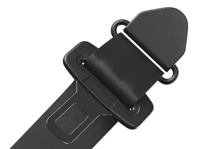 Retractable Car Seat Belt Set with Buckle Black 3D model