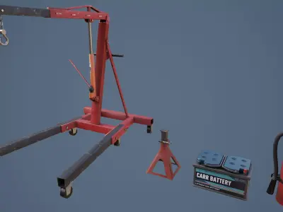 Garage-Autoservice Props Pack  Low-poly 3D model