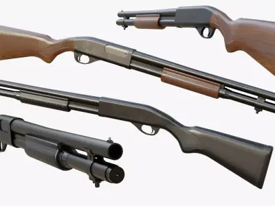Remington M870 Shotgun Low-poly 3D model