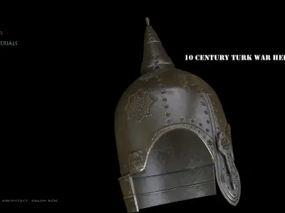  10 century Turkish war helmet design Low-poly 3D model