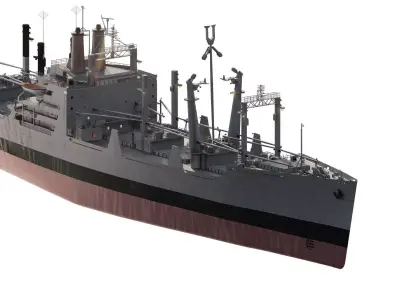 DETAILED US NAVY MILITARY CARGO SHIP 3D model