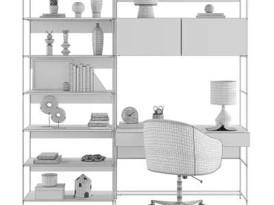 Industrial modular wall desk 3D model