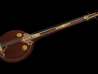 Indian Musical Instrument Tanpura Low-poly 3D model