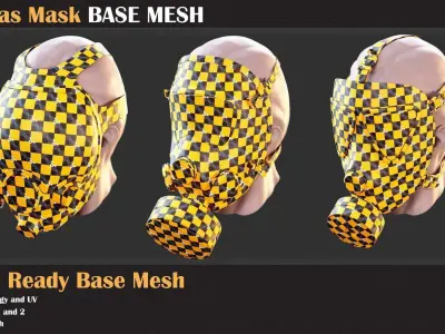 25 Gas Mask Base Mesh - VOL 09 - Game Ready    3D model