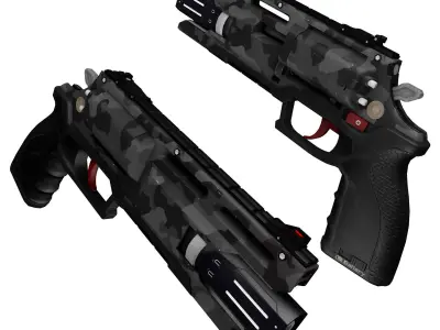 Sci-Fi  Plasma Revolver Handgun Camo Low-poly 3D model