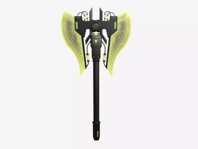 SciFi War Axe B05 Black Yellow - Sci Fi Weapon Design Low-poly 3D model