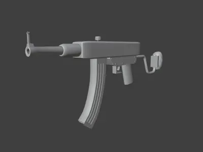 homemade Kalashnikov assault rifle Low-poly 3D model