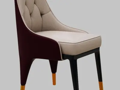 Chair dining with fabric and wooden legs Low-poly 3D model