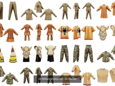 24 Military Costumes 3D Model Pack