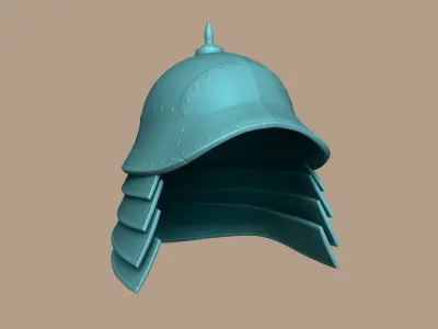 Japanese Kabuto Helmet - Rust - Medieval Character Low-poly 3D model