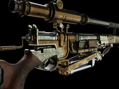 Old Steampunk Weapon Low-poly 3D model