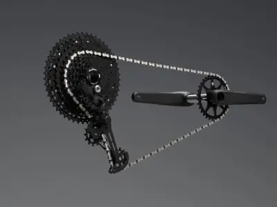 MTB drivetrain Low-poly 3D model